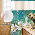 thumbnail image 3 of No Hook Shower Curtain, Spring Daisy Leaves Shower Curtains for Bathroom with See Through Top Window, Vintage Watercolor Flowers Teal Wooden Waterproof & Washable Bath Curtain Stall 48"x72", 3 of 9