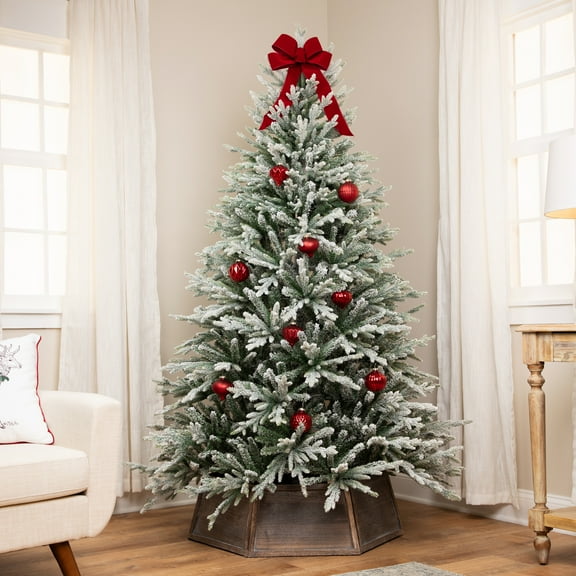 Northlight Real Touch™ Medium Flocked Snowcap Grove Fir Artificial Christmas Tree - 6.5’ - Unlit