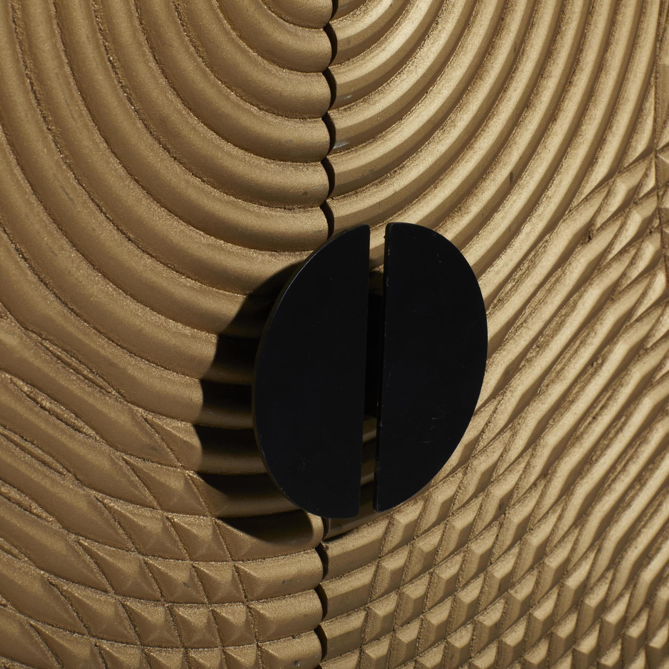 DecMode Contemporary Rectangular Wood Cabinet with Circular Pattern and a Polished Bronze Finish, 30"W x 33"H