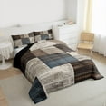 thumbnail image 3 of Manfei Graffiti Geometric Check Full Size Comforter Sets,Retro Patchwork Buffalo Bedding Comforter Set,Brown Gray Blue Bedding Sets For Adults,Luxury Bedroom Decor Reversible,3 Pieces, 3 of 8