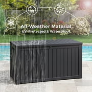 Bifanuo 150 Gallon Deck Box, Outdoor Storage Box, Large Waterproof Resin Indoor Storage Box with Built-in Steel Beams for Patio, Cushions, Pool Supplies