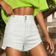 thumbnail image 4 of Women's Casual Denim Shorts Summer Jeans Stretchy Hot Short Pants Ripped Hem Frayed Distressed Short Jeans White,S, 4 of 6