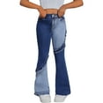 thumbnail image 2 of XXWXYD Girls High Waist Flare Jeans Vintage Distressed Denim Pants with Ripped Patchwork Boot-cut Design Skinny Stretc𝗁 Trousers, 2 of 7