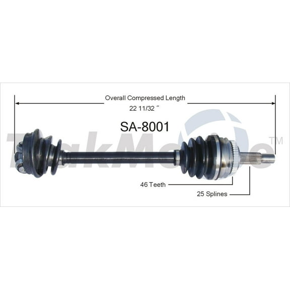 CV Axle Shaft Fits select: 1990-1994 SAAB 900