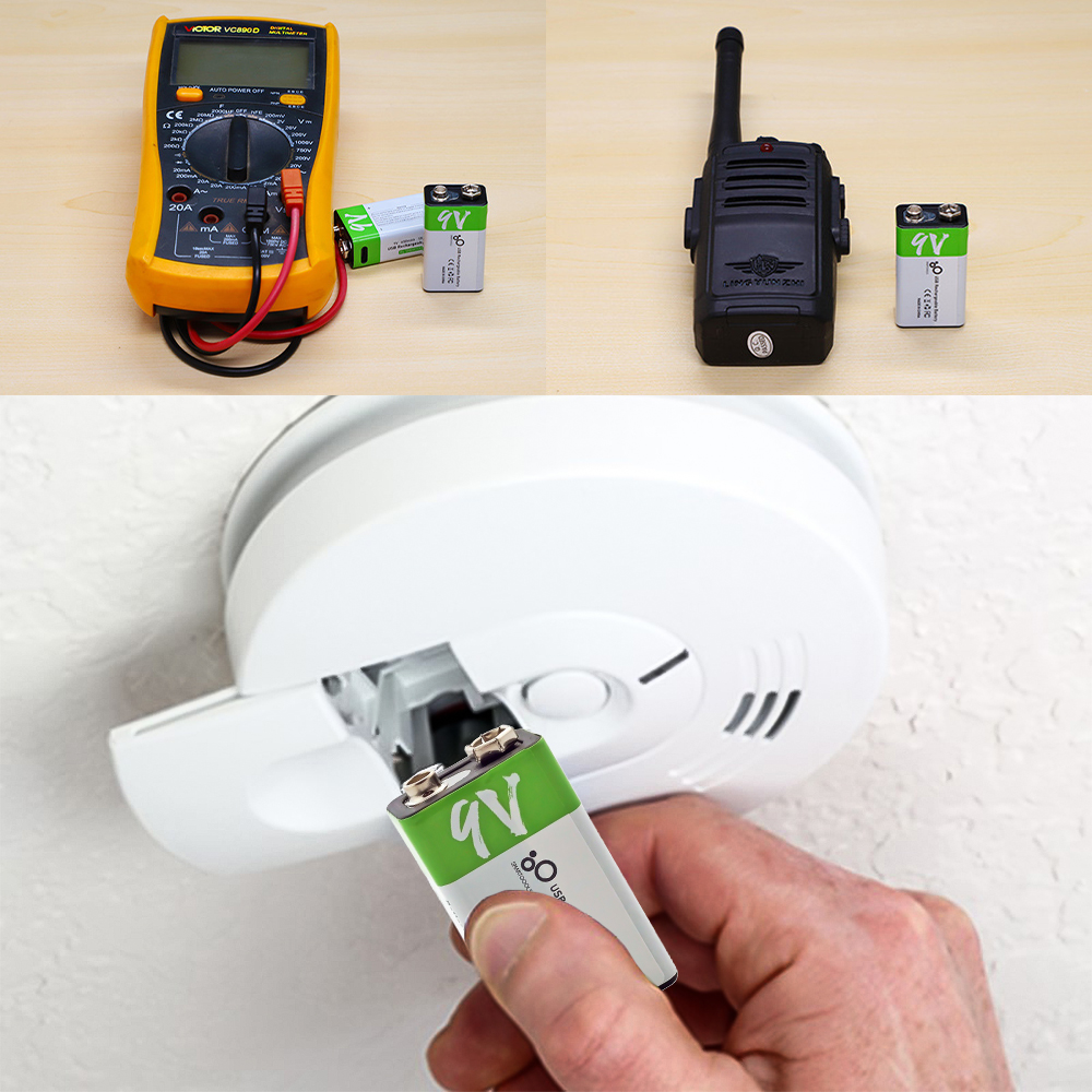 USB 9V Rechargeable Battery 650 mAh Capacity,Square Lithium 9 Vlot Batteries with Type C Port Cable 2 Pack
