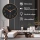 thumbnail image 2 of Relojes Pared Cuarzo Silencioso Moderno, Relojes Pared Redondo 25 CM, Sin Tictac, Reloj de Pared Decorativo para Sala de Estar, Dormitorio, Oficina, Cocina (Negro y Dorado), 2 of 7