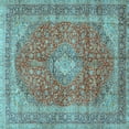 thumbnail image 1 of Ahgly Company Indoor Square Medallion Light Blue Traditional Area Rugs, 3' Square, 1 of 4
