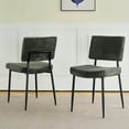 thumbnail image 2 of 2Pcs 4Pcs/Set Modern Turquoise Simple Dining Chair Fabric Upholstered Chairs Home Bedroom Stool Back Dressing Chair Black Metal Legs(set Of 2), 2 of 17