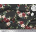 thumbnail image 3 of Soimoi Black Cotton Duck Fabric Ranunculus & Penoy Floral Print Printed Craft Fabric By the Yard 44 Inch Wide, 3 of 3