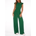 thumbnail image 2 of EASYBRA Women Casual Two Piece Outfit Ruffle Sleeve Top and Pleated Wide Leg Pants Summer Fashion Set, 2 of 8