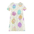 thumbnail image 5 of SGFCWSX Girls Short Sleeve Dress Crew Neck Easter Bunny Egg Print A-Line Summer Dresses for Kids White Size 7-8 Years, 5 of 5