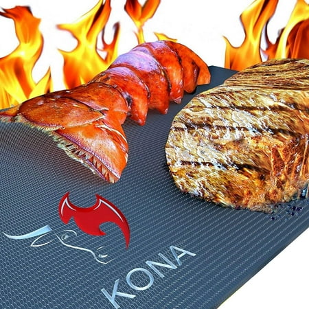Kona BBQ Grill Mat EXTRA TOUGH- Heavy Duty 600 Degree Non-Stick Mats (Set of (Kona Best Bbq Grill Mat)
