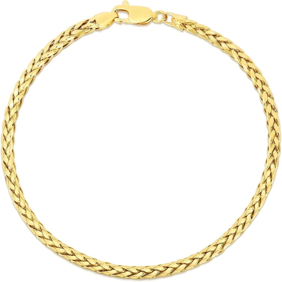 Floreo 10k Yellow Gold 2.7mm or 3.5mm Lite Round Wheat Palm Chain Franco Bracelet or Anklet