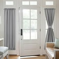 thumbnail image 2 of Blackout French Door Curtain - Soft Fabric Heavy-Duty Rod Pocket Door Curtain for Privacy Window Drapery Curtain For Door Window LightGrey 64*183cm, 2 of 9