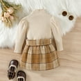 thumbnail image 4 of RTKFRFLM Girls Kids Winter Outfit 2-Piece High Neck Top Plaid Skirt Coordinated Fashion Bottoms Ensemble 3-10Y, 4 of 6