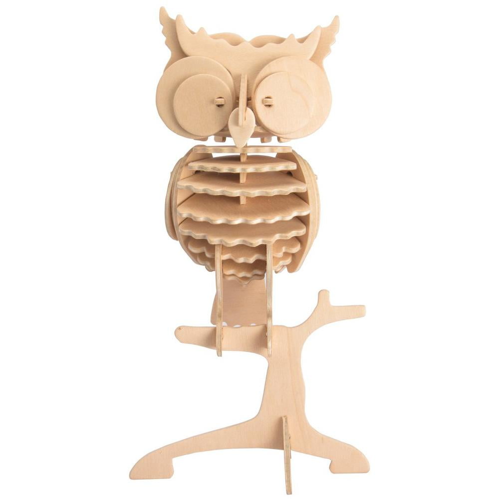 Perched Owl DIY 3D Wooden Puzzle, Natural, 91/4Inch
