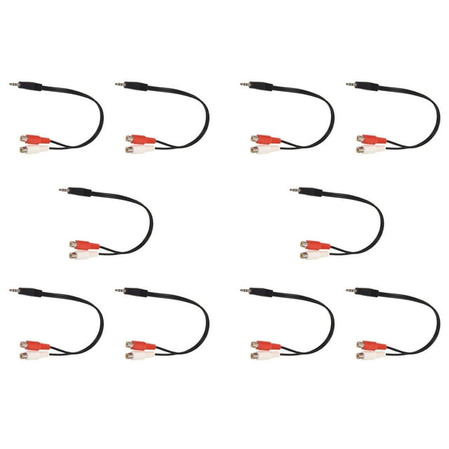 10X 3.5mm Adaptador Estereo Jack de Auriculares A 2 RCA Jack Adaptador Cable de Audio, 3,5 mm Macho A 2X RCA Hembra