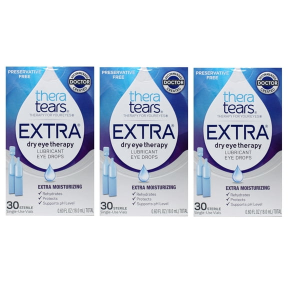 3 Pack - TheraTears Extra Dry Eye Therapy Lubricant Eye Drops Preservative Free 30 Count