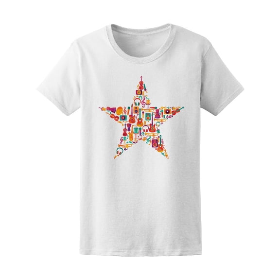 Colorful Star Music Instruments Tee Women's -Image by Shutterstock