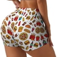 thumbnail image 2 of Kdxio Hot Dog Pizza Print Workout Shorts for Women Seamless Soft Smooth Gym Yoga Scrunch Active Shorts, 2 of 9