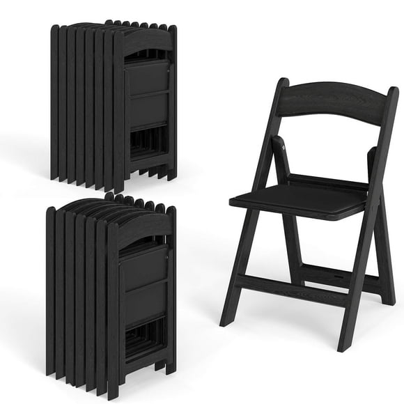 Costway 16 Pack Resin Folding Chairs with Padded Seat All-Weather Resin Frame Patio Black