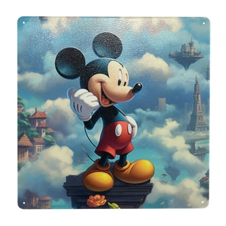 Mickey Mouse Pintura Impresa En Estaño, Decoración De Pared Para El Hogar (12x 12in)