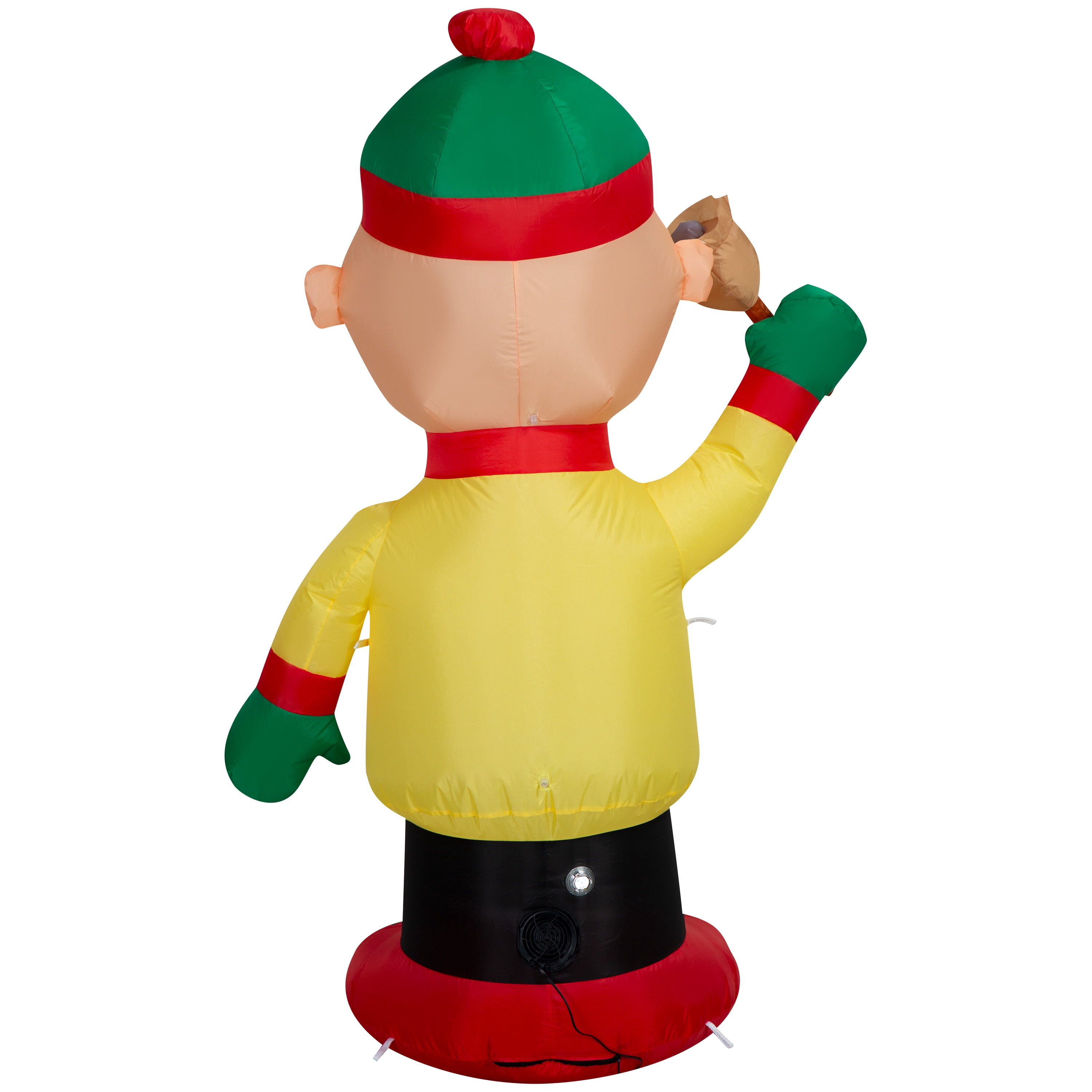 Airblown Christmas Yard Inflatable Light Charlie Brown in Winter Outfit with Bell Peanuts, 5 ft