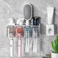 thumbnail image 2 of Wall Mounted Toothbrush Holder Set with Toothpaste Dispenser Large Capacity Toothbrush Storage Shelf for Kitchen Bathroom, 2 of 5