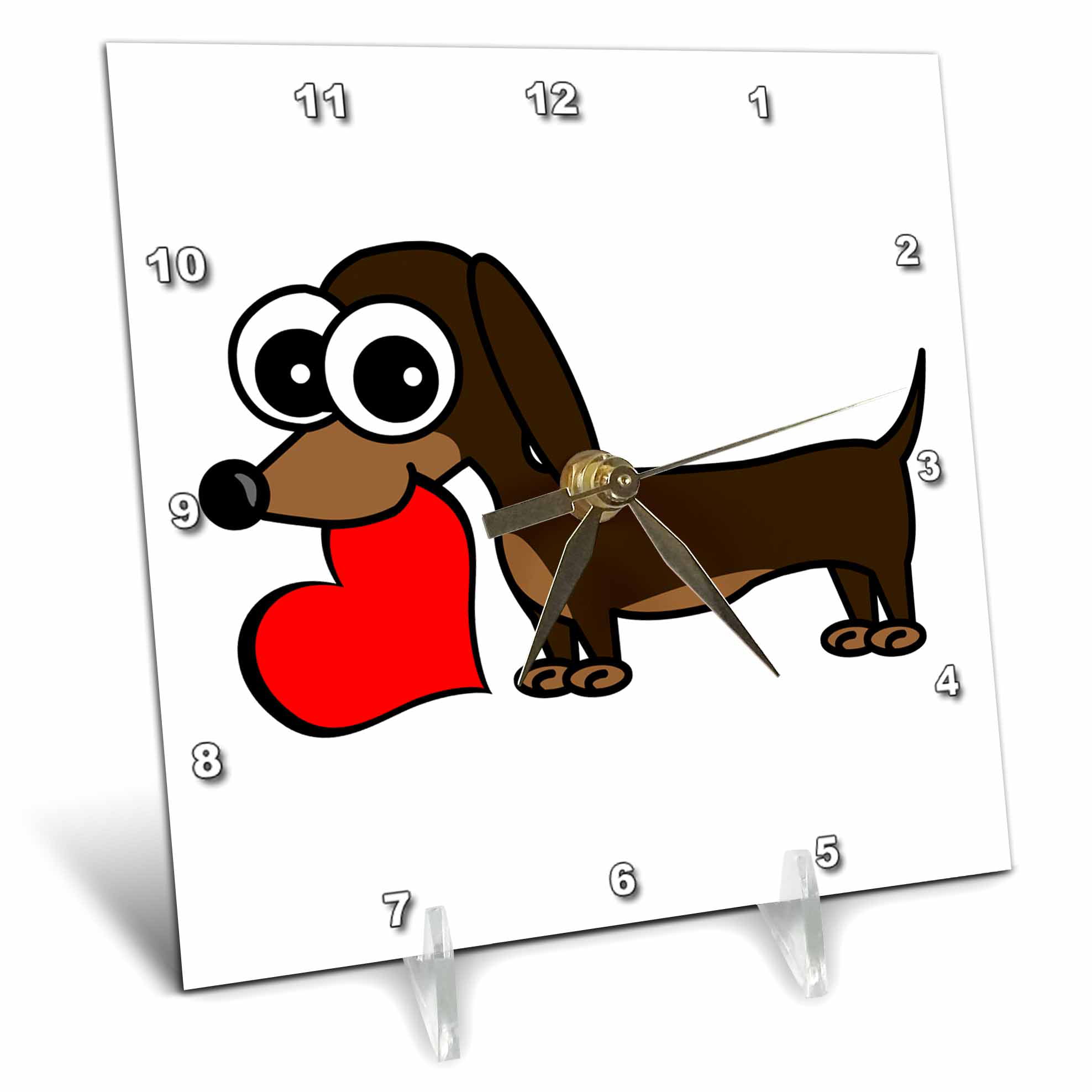 3dRose Weiner Dog with a Sharks Fin-Desk Clock dc_164020_1 6 x 6 6 by 6-inch