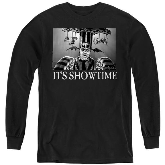 Beetlejuice Showtime Kids Long Sleeve T Shirt (Small) for Youth Boys and Girls, Black
