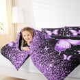 thumbnail image 4 of Homewish Dreamy Glitter Butterfly Queen Comforter Set for Women, Black Purple Sequin Print Bedding Sets, Kawaii Animal Reversible Bedding Comforter Set, Lightweight Room Decor, 3 Pieces, 4 of 8