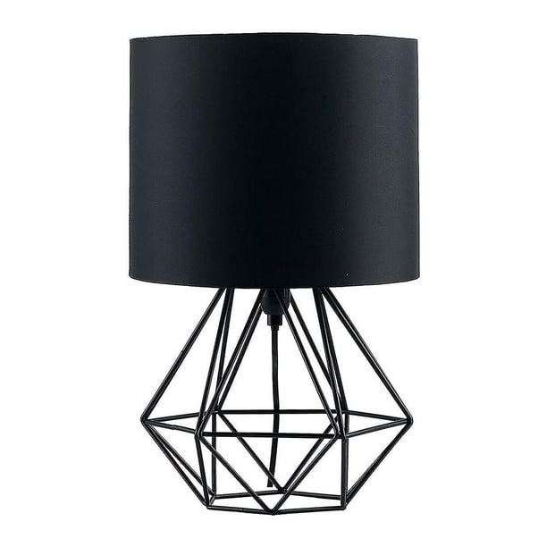 Lámpara de mesa YONGSHENG negra estilo cesta retro con pantalla de tela negra E14