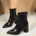 thumbnail image 5 of Tawop Womans Boots Chunky Low Heel Zipper Pointy Toe Fall Black Boots, 5 of 7