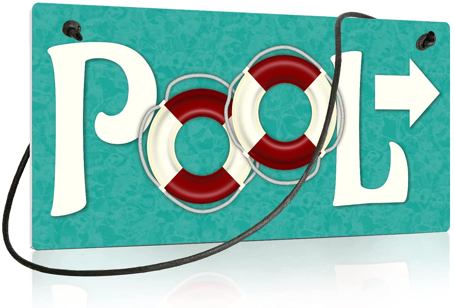 Swimming Pool Sign, Outdoor Pool Decor, 10x5 Inches PVC Hanging Wall