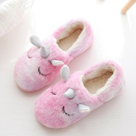 WHAMVOX Pink Cozy Non-slip Comfortable Unicorn Shape Slippers for Women 1 Pair