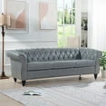 thumbnail image 2 of 84 Inch 3-Seater Sofa, PU Upholstered Living Room Sofa with Button Tufted Backrest and Nailhead Trim Armrest, Modern Long Sofa Couch with Inclined Legs and 660 lbs Weight Capacity, Gray, 2 of 7