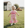 thumbnail image 5 of Loicainy Toddler Baby Girls Valentines Jumpsuits 6 12 18 24 Months 2T 3T 4T Cute Letters Embroidery Sleeveless Striped Bell Bottom Overalls, 5 of 9