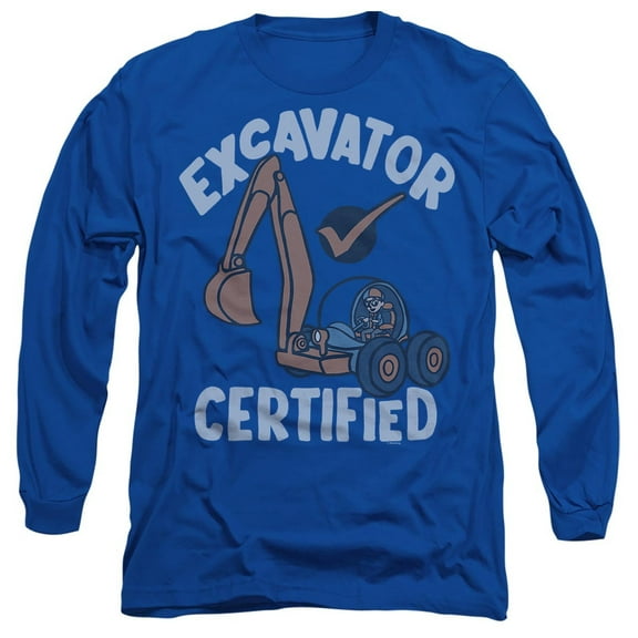 Blippi Excavator Certified Unisex Adult Long-Sleeve T Shirt, Royal, Medium