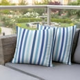 thumbnail image 3 of Outdoor Pillow Covers 26x26 Set of 2, Geometric Stripe Waterproof Patio Throw Pillow Covers for Couch Sofa Chair, Ombre Farmhouse Blue Vertical Striped Decorative Pillowcases for Throw Pillows, 3 of 9
