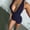 Dark Blue, variant on 2026 New Women's Rhinestone Halter Deep V-Neck Bodycon Romper, Sparkly Clubwear Jumpsuit