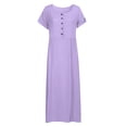 thumbnail image 4 of FcBaudy Robe à Manches Longues Col en V, Robes d'Été pour Femmes, Robes Décontractées pour Femmes Col en V Manches Retroussables Robe à Boutons Robe pour Femmes, 4 of 8