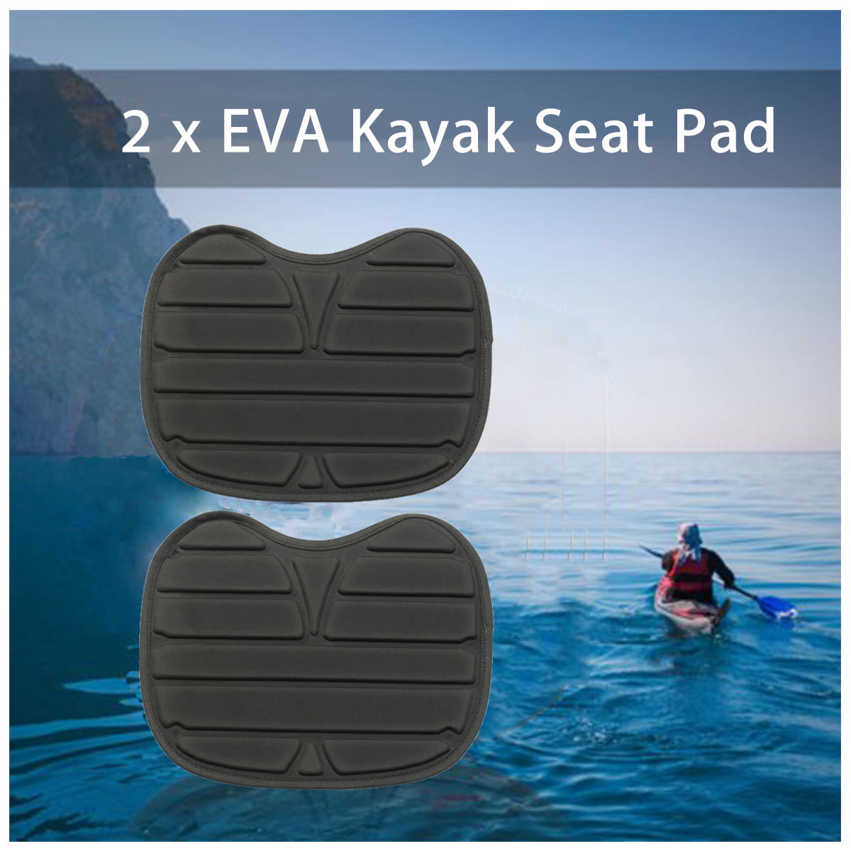 2Pcs Soft Comfortable Padded Kayak Seat Pad Cushion Fishing Canoe Dinghy Boat 