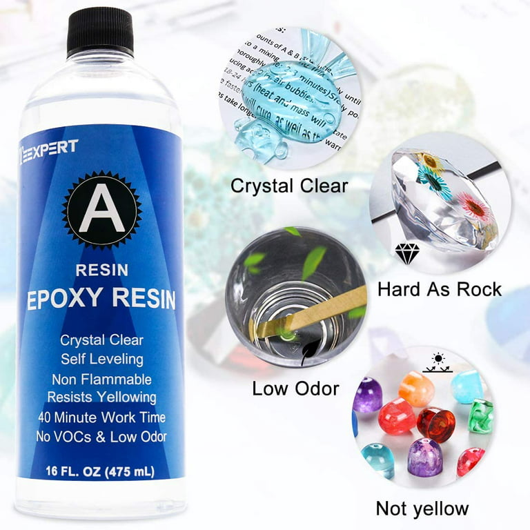 Teexpert Quick Dry Epoxy Resin 4 Hours Demold 8 Hours Fast Curing Resin Kit  16oz