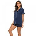thumbnail image 1 of Pyjama à Boucle Solide à Manches Courtes pour Femmes (S-2XL), 1 of 5