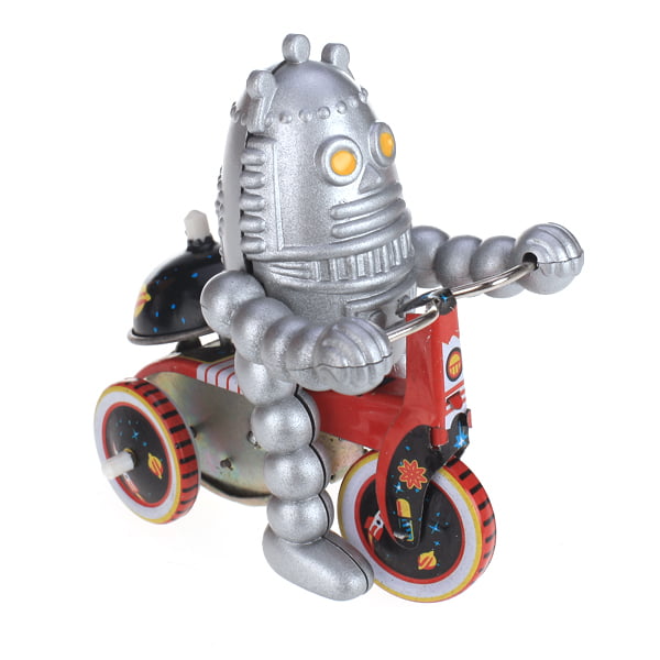 CLASSIC WIND-UP   TIN TOY MAN ON TRIKE & LADY WITH CAT 