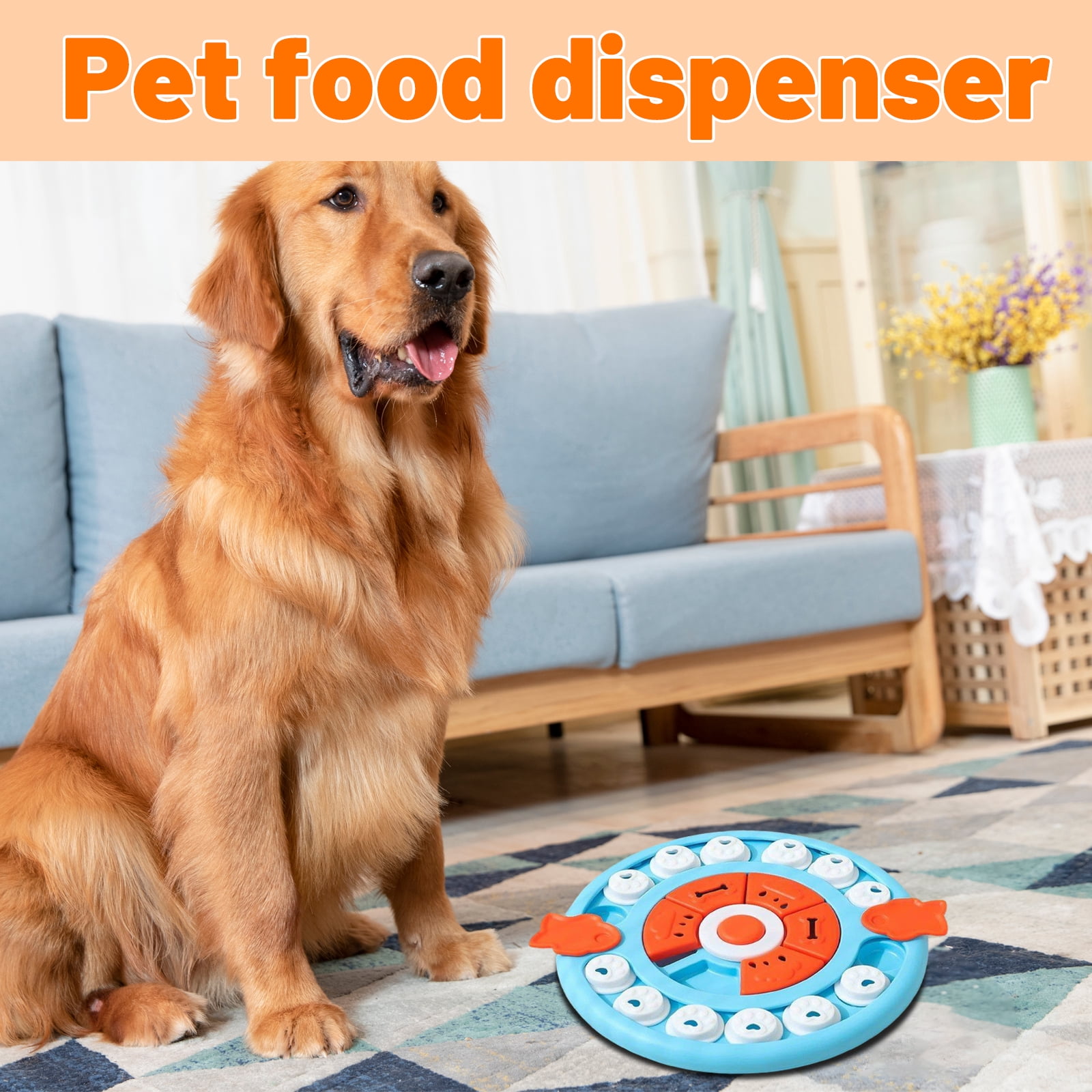 Pet Treat Dispenser Toy, Interactive Rotating Puzzle Feeder for Dogs and Cats, Foraging Sniffing Toy, Mentally Stimulating IQ Training Slow Feeder Base