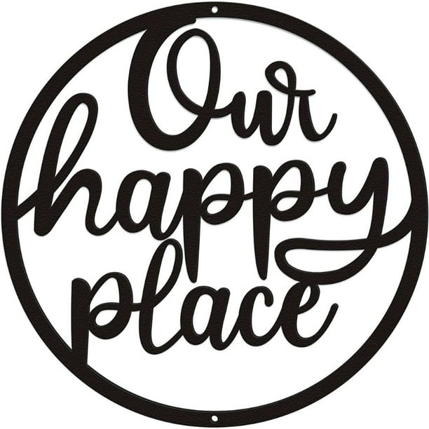 Our Happy Place Sign Metal Art Wall Decor Hanging Letter Home Plaque