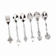 thumbnail image 3 of 6 Pcs Zinc Alloy Spoon and Fork Set, Vintage and Innovative Style, Kitchen Accessory, Silver (Crown Fork Handle), 3 of 4