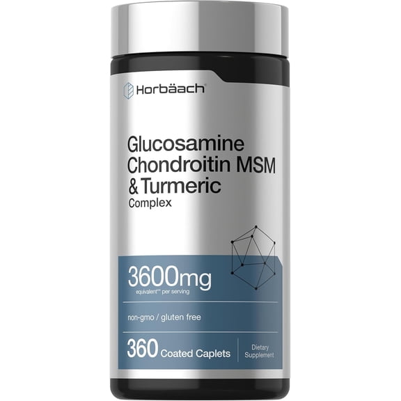 Glucosamine Chondroitin with MSM and Turmeric | 3600 mg | 360 Caplets | by Horbaach