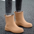 thumbnail image 5 of Women Mid Calf Waterproof Rain Boots, Matte Rubber Slip On Chunky Sole Mud Boots for Outdoor Rainy Days Brown 40, 5 of 8